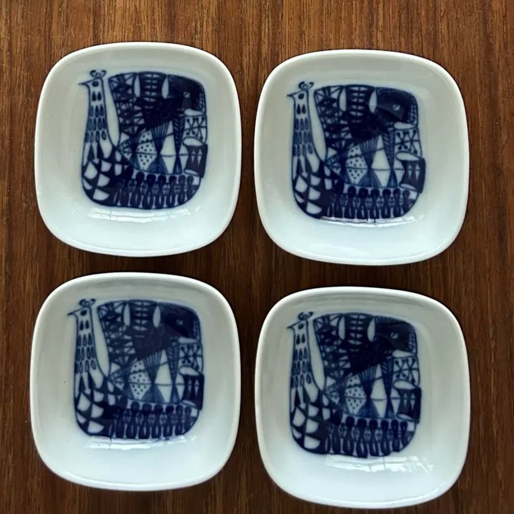 Mid 20th Century Porsgrund Norway Square Trinket Dishes Set of Four